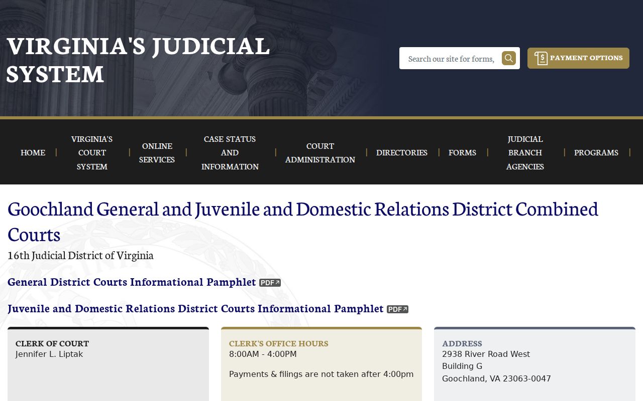 Goochland County criminal court case docket schedule