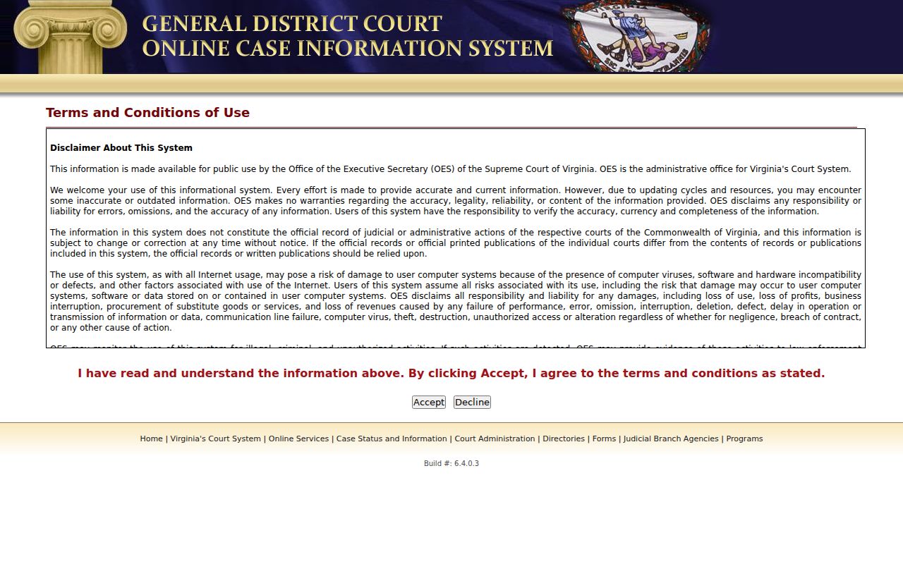 Goochland County criminal case search in the General District Court portal