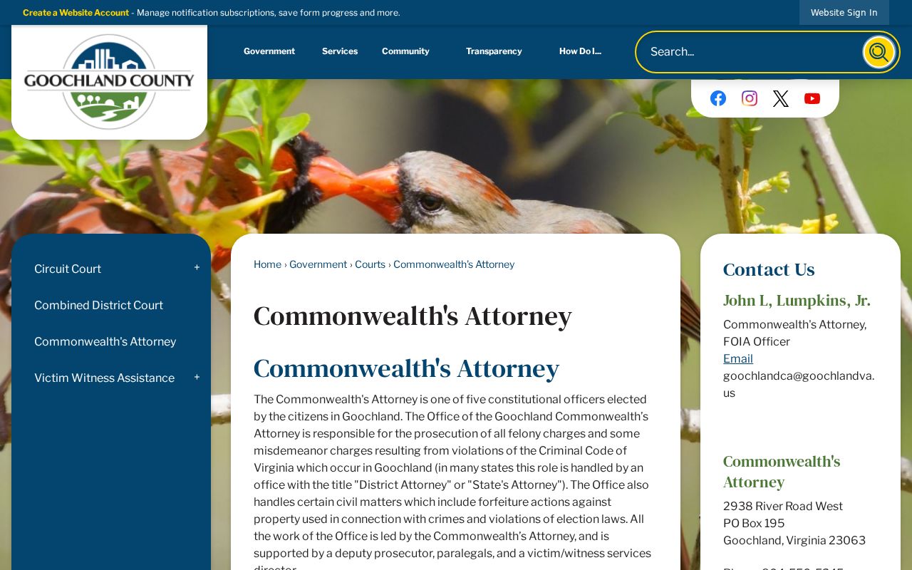 Goochland County criminal case prosecutor office