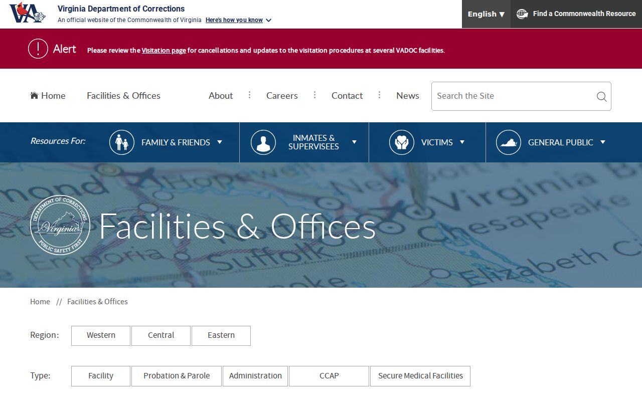Goochland County state correctional record facility listing