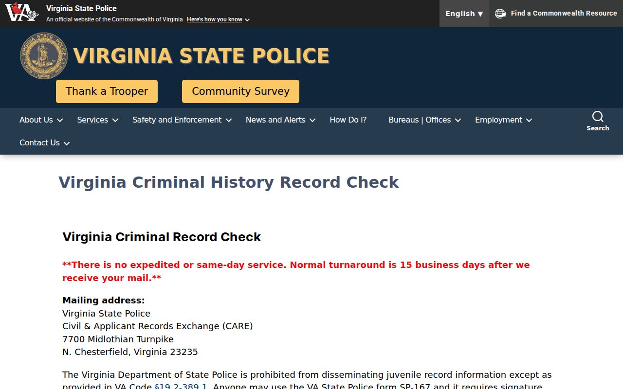 Goochland County official criminal background check methods
